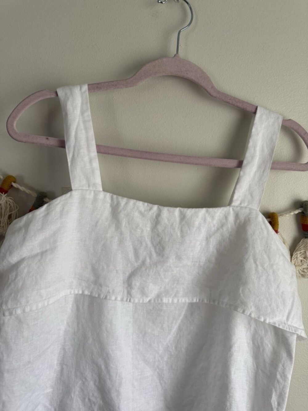 Quince 100% European Linen White Square Neck Tank Beach Coastal Effortless M - Picture 4 of 9